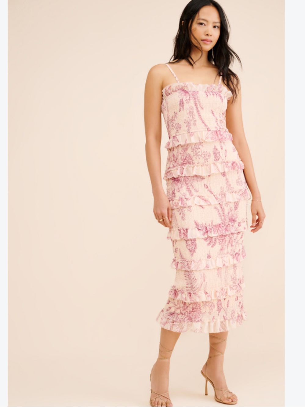 Anthropologie Let Me Be Tiered Floral Midi Dress